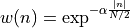 w(n) = \exp^{-\alpha \frac{|n|}{N/2} }